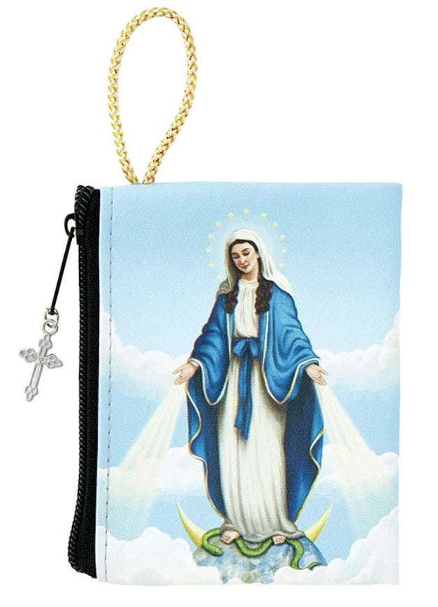 Our Lady of Grace Zippered Rosary Pouch