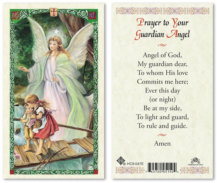 Prayer to Your Guardian Angel Holy Prayer Card Laminated (ENGLISH/SPAN –  San Juan Basilica Giftshop