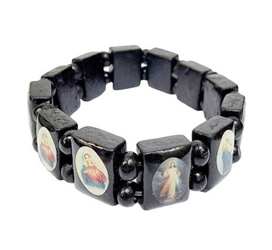 Colored Assorted Saint Wood Bracelet