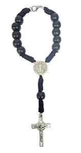 Saint Benedict Wood Cord Car Rosary (MORE COLORS)