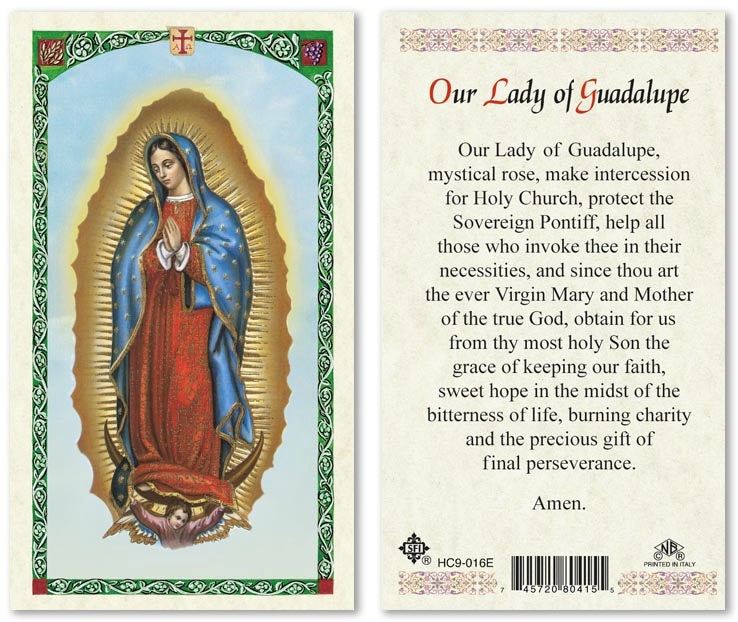 Our Lady of Guadalupe Holy Prayer Card Laminated (ENGLISH/SPANISH ...