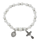White Pearl Birthstone Rosary Stretch Bracelet (MORE COLORS)