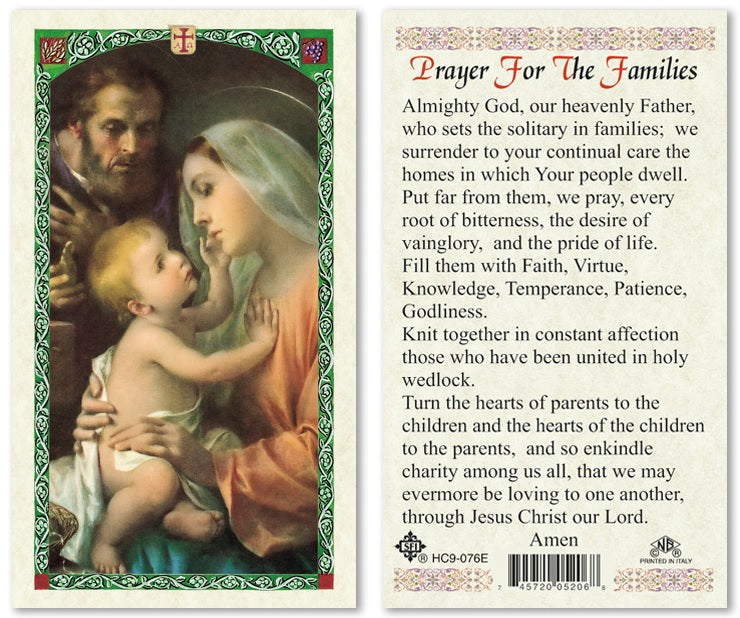Prayer For the Families Holy Prayer Card Laminated (ENGLISH/SPANISH)