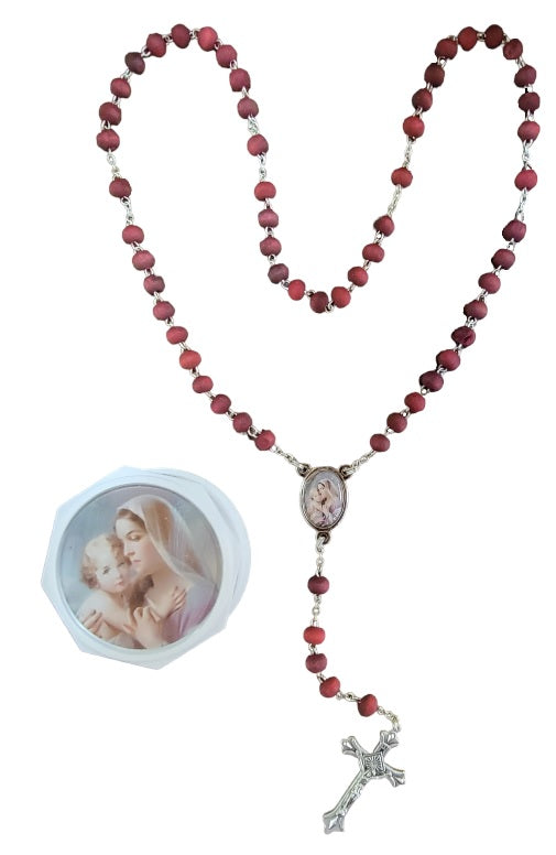 Rose Wood Scented Rosary with Case (MORE SAINTS)