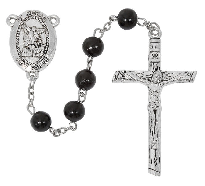 Saint Michael Polished Brown Rosary (MORE COLORS)