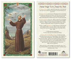 Novena Prayer to St. Francis of Assisi Holy Prayer Card Laminated