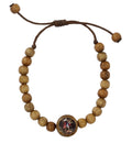 Saint Michael Wood Cord Bracelet