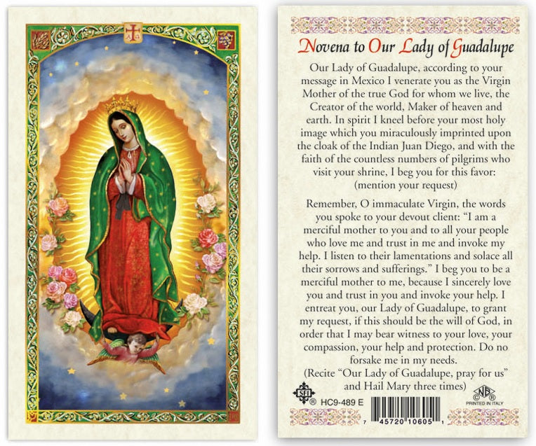 Novena to Our Lady of Guadalupe Holy Prayer Card Laminated (ENGLISH/SPANISH)