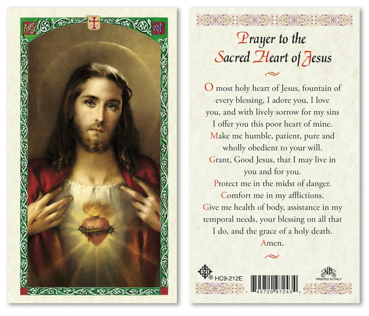 Prayer to the Sacred Heart of Jesus Holy Prayer Card Laminated (ENGLISH/SPANISH)