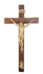 Wood Crucifix with Praying Hands (MORE SIZES)