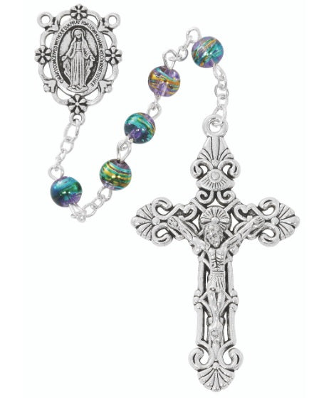 Miraculous Purple Multicolored Rosary