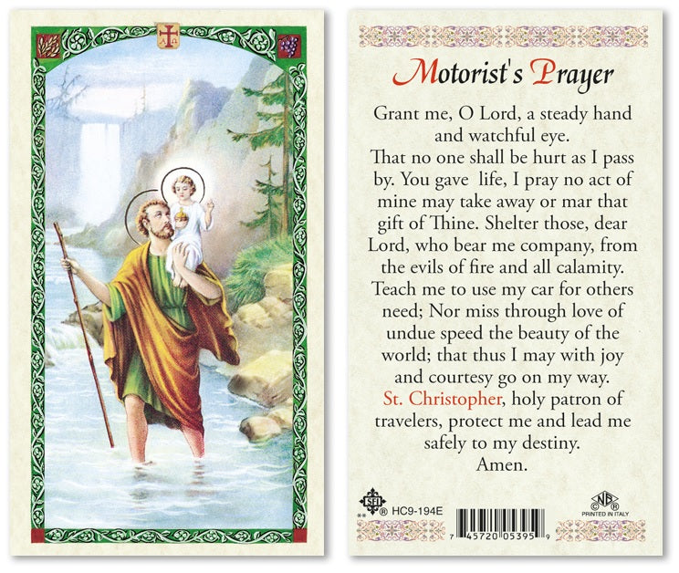 Saint Christopher Motorist Prayer Holy Prayer Card Laminated (ENGLISH/SPANISH)
