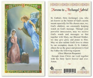 Novena to Archangel Gabriel Holy Prayer Card Laminated (ENGLISH/SPANISH)