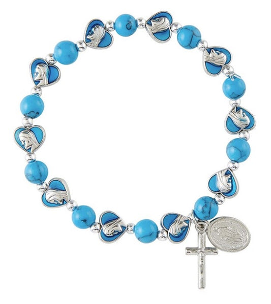 Blessed Mother Heart Stretch Bracelet