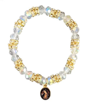 Our Lady Of Guadalupe Crystal Stretch Bracelet (MORE COLORS)