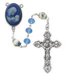 Mother and Child Blue Crystal Cameo Rosary