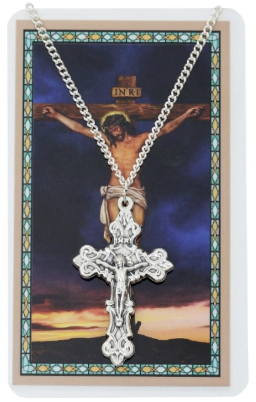 24" Crucifix Necklace with Prayer Card