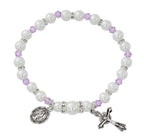 White Pearl Birthstone Rosary Stretch Bracelet (MORE COLORS)