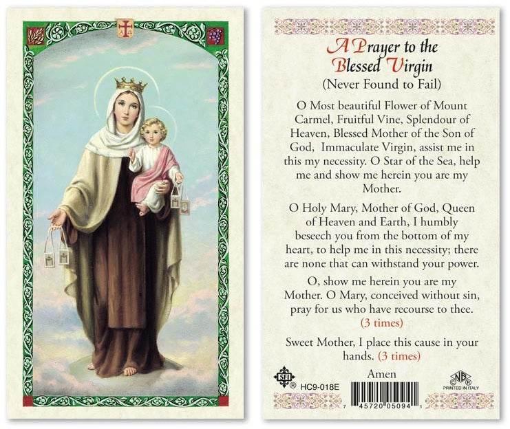 A Prayer to the Blessed Virgin Holy Prayer Card Laminated (ENGLISH/SPANISH)
