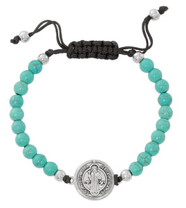 Saint Benedict Turquoise Cord Bracelet