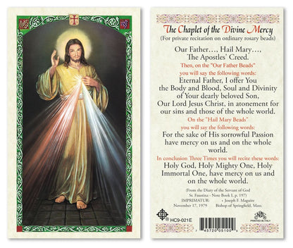 The Chaplet of the Divine Mercy Holy Prayer Card Laminated (ENGLISH/SPANISH)