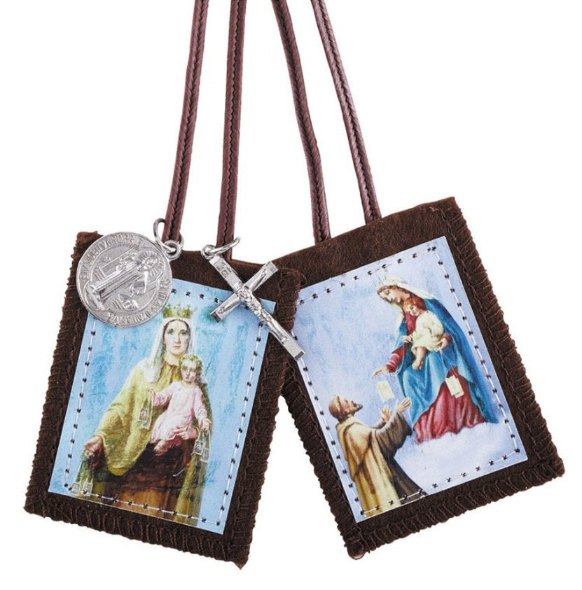 Our Lady of Mount Carmel and Saint Simon Stock Scapular with Medals