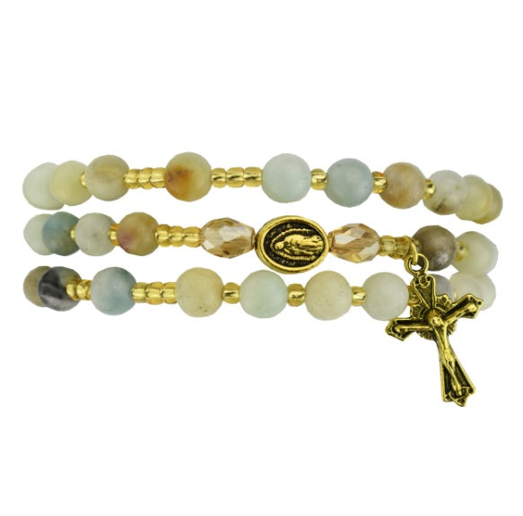 Guadalupe Amazonite Twistable Rosary Bracelet