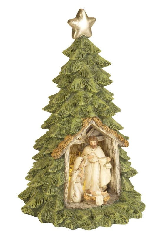 9.75" Holy Family in LED Christmas Tree