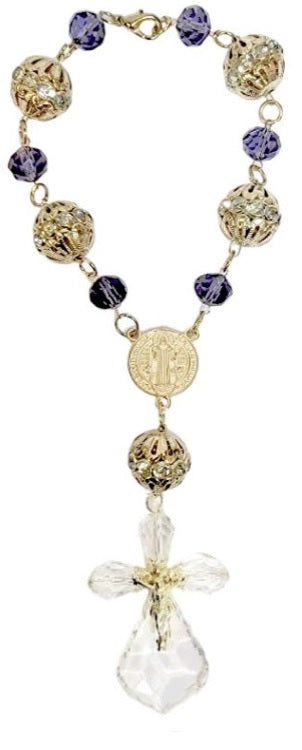 Saint Benedict Medal Crystal Car Rosary (MORE COLORS)