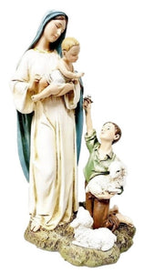 9" Shepherd Boy with Madonna and Child Statue