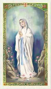 Our Lady of Lourdes Holy Prayer Card Laminated