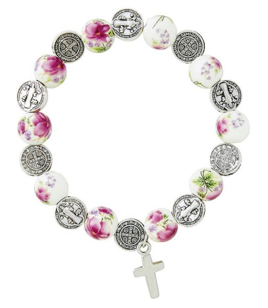 Saint Benedict Floral Stretch Bracelet