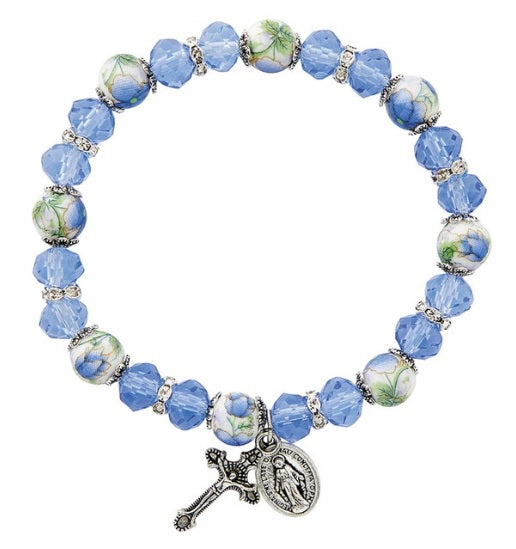 Miraculous with Cross Floral Stretch Bracelet (MORE COLORS)