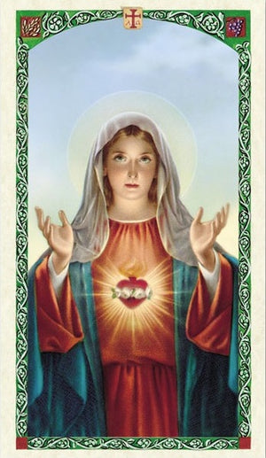 Novena Prayer to the Immaculate Heart of Mary Holy Prayer Card Laminated (ENGLISH/SPANISH)
