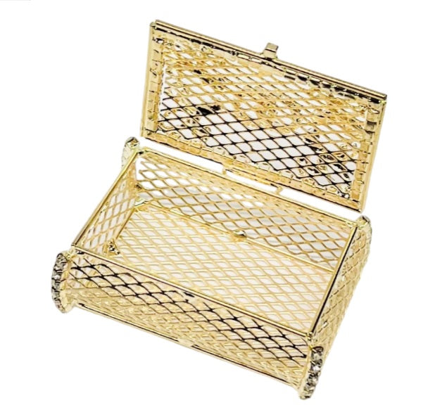 Gold Rhinestone Wedding Ring Wedding Box with Coins