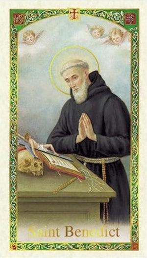 Prayer to Saint Benedict Holy Prayer Card Laminated (ENGLISH/SPANISH)