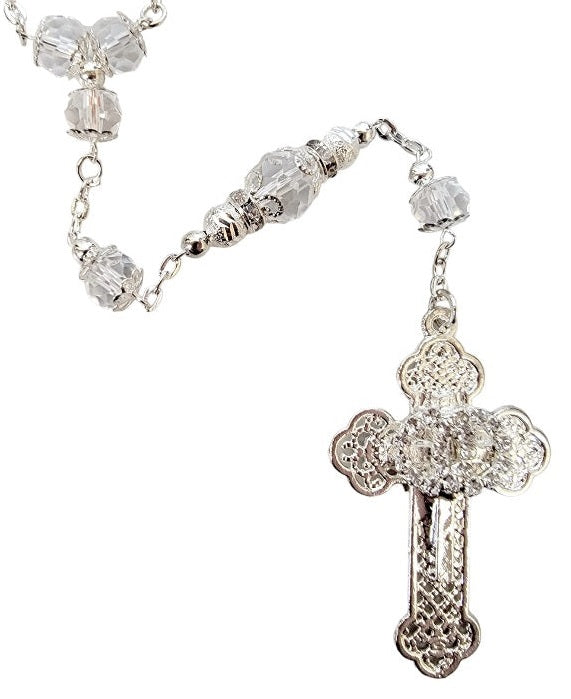 Silver Crystal Bead Wedding Rosary