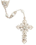 Rose Gold Pearl and Crystal Bead Wedding Rosary