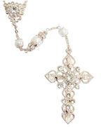 Rose Gold Pearl and Crystal Bead Wedding Rosary