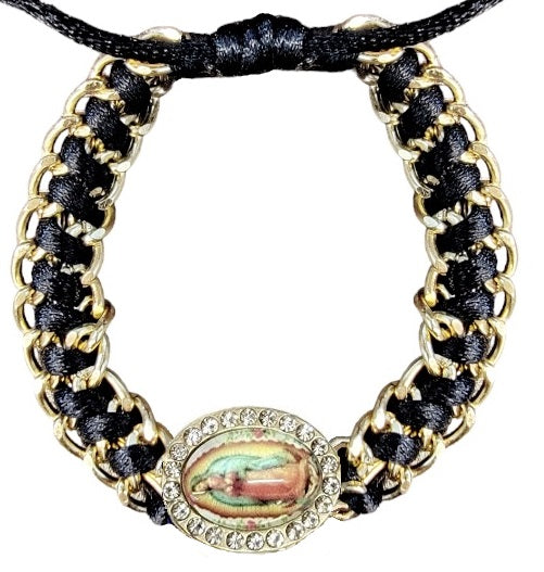 Our Lady of Guadalupe Oval Chain Cord Bracelet (MORE COLORS)