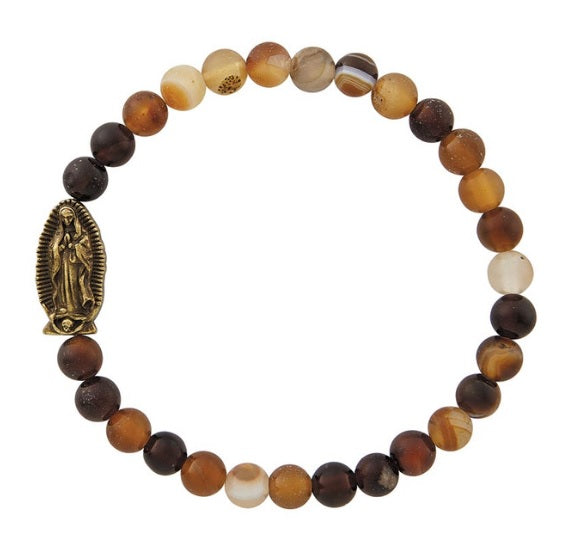 Our Lady of Guadalupe Vintage Stone Stretch Bracelet