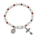 White Pearl Birthstone Rosary Stretch Bracelet (MORE COLORS)