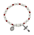 White Pearl Birthstone Rosary Stretch Bracelet (MORE COLORS)