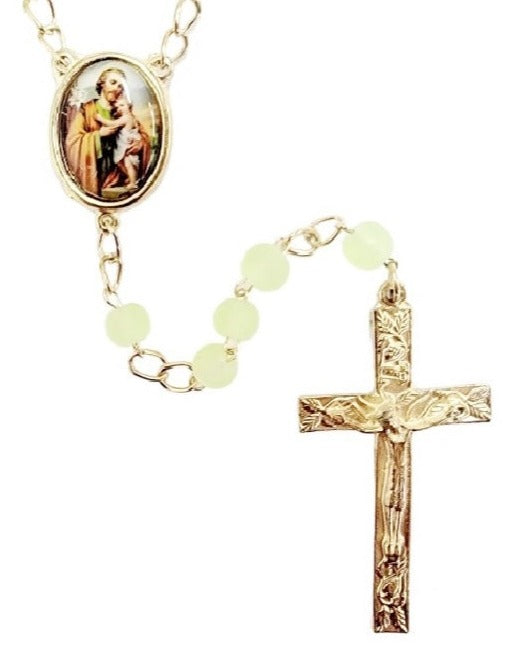 Saint Joseph Green Matte Rosary