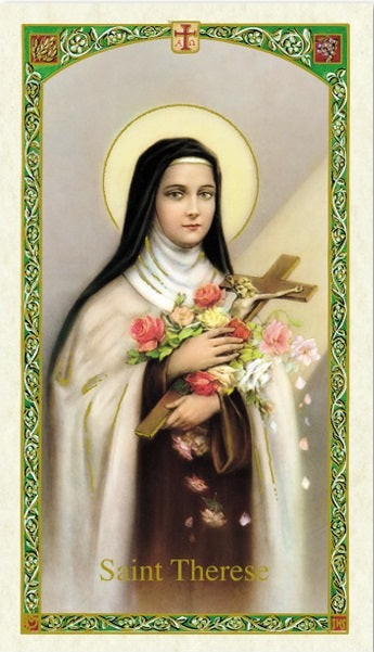 Saint Therese Holy Prayer Card Laminated (ENGLISH/SPANISH)