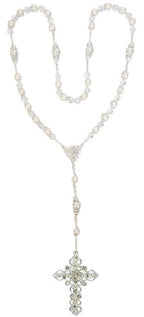 Silver Pearl and Crystal Bead Wedding Rosary