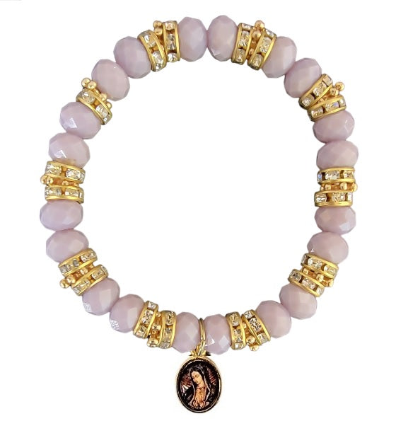 Our Lady Of Guadalupe Crystal Stretch Bracelet (MORE COLORS)