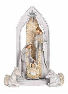 11" 3 Piece Holy Family Under Arch Statue
