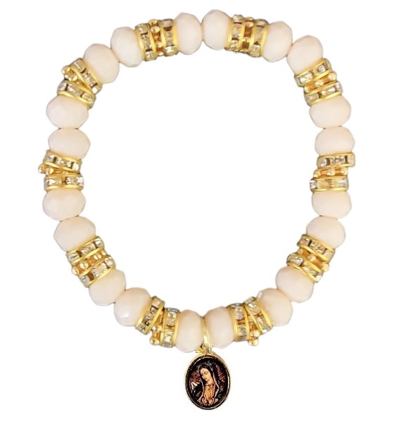 Our Lady Of Guadalupe Crystal Stretch Bracelet (MORE COLORS)