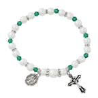 White Pearl Birthstone Rosary Stretch Bracelet (MORE COLORS)